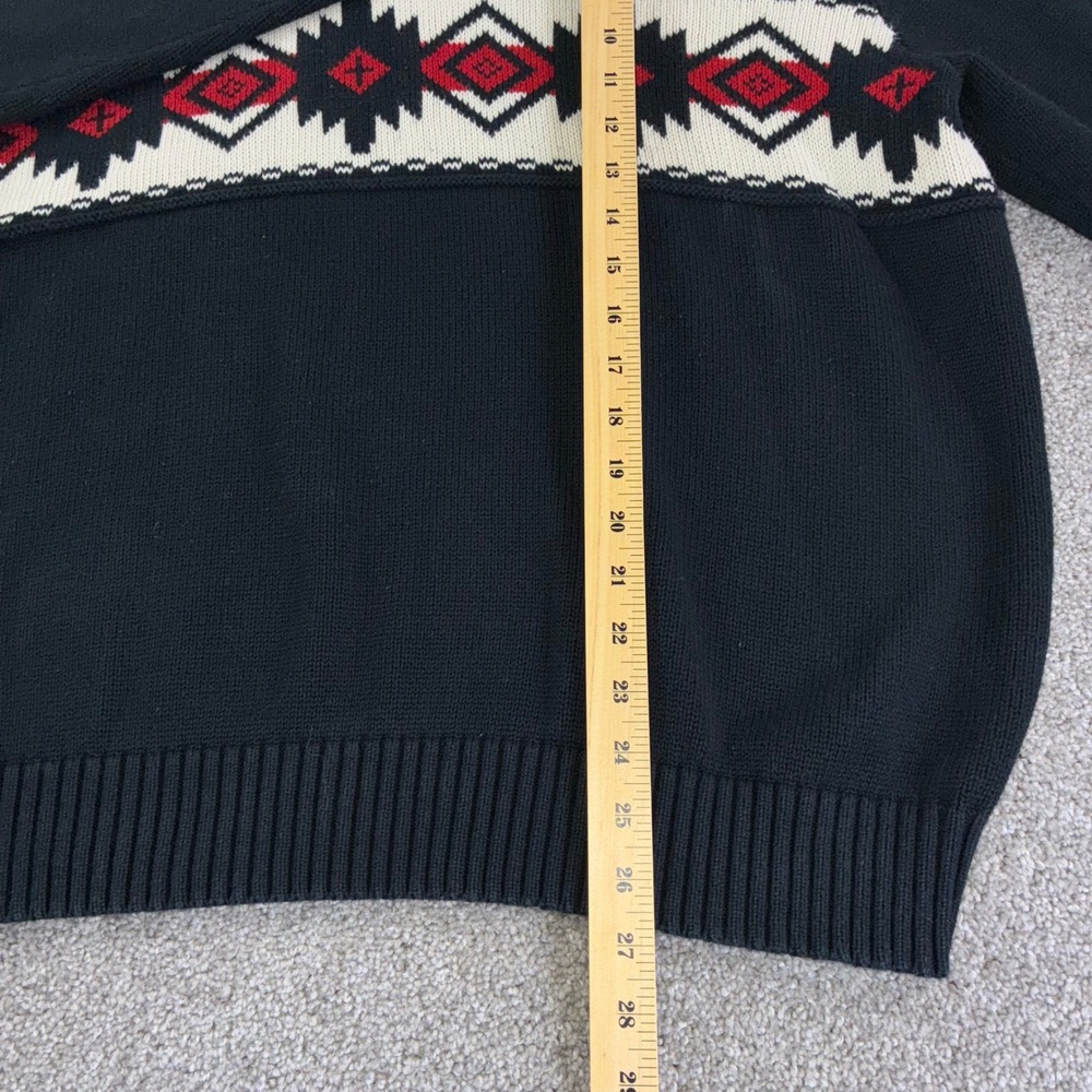 American Living Mens XXL Black Aztec Southwestern Boho 1/4 Zip Sweater Cotton - Picture 3 of 9